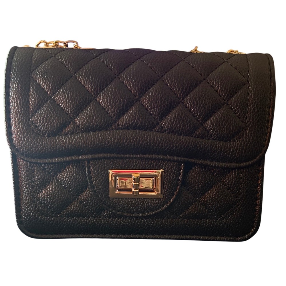 Alfa Bags‎ Classic Collection Black Quilted Chain Shoulder Bag PQ0020